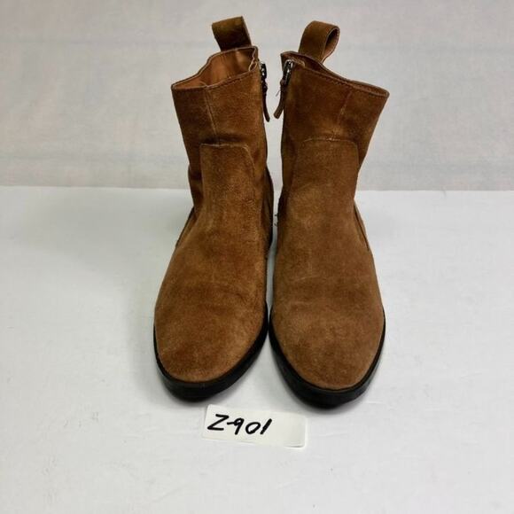 ZARA TRF SUEDE Booties 38 Camel Brown Ankle Side Zip Closure Western Rodeo Boho - Picture 11 of 14